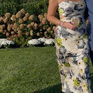 Petal & Pup Maxi Skirt in Floral Green and Cream